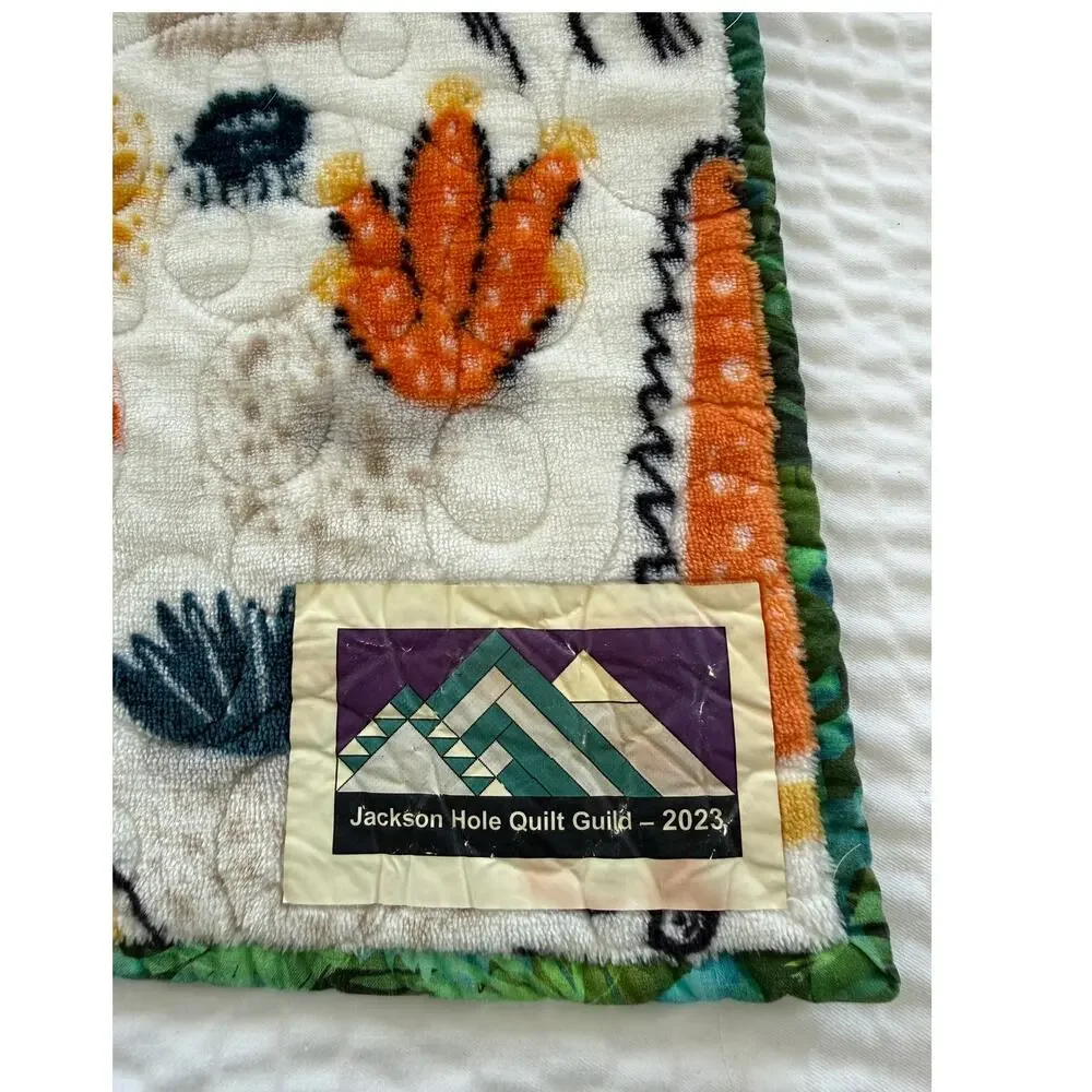 HANDMADE Dinosaur Baby Quilt Jackson Hole Guild 2023 Cotton Flannel Child Quilt